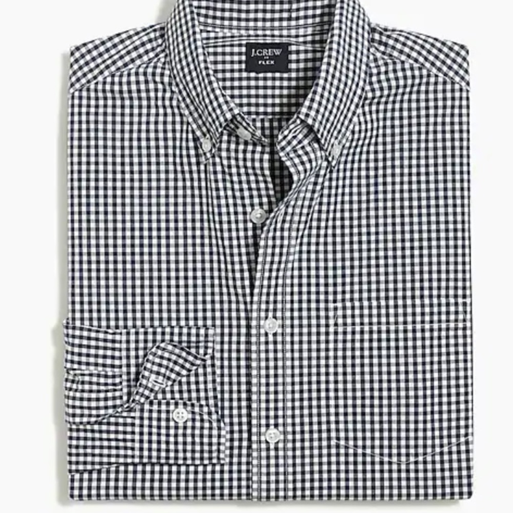 JCREW Navy Plaid Button Down XLT